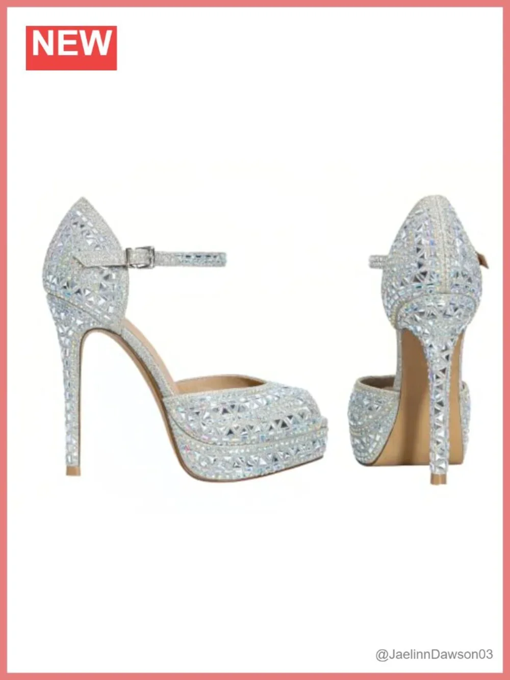 Women's Stiletto Heel Pumps Rhinestone Platform Wedding Party Ankle Strap Peep